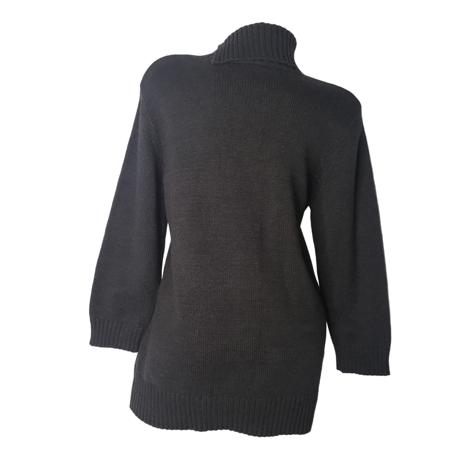 Ab Studio Dark Charcoal Gray Button Cowl Neck Turtleneck Sweater Size Xl New — image 2 of 8
